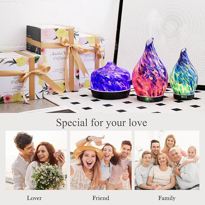 Porseme 150ml Essential Oil Diffuser Glass Color Changing Aroma Air Diffusers Aromatherapy Ultrasonic Cool Mist Humidifier 6 Running Hours Waterless Auto-Off for Sleeping Yoga Office Spa (Deep Blue) - Image 6