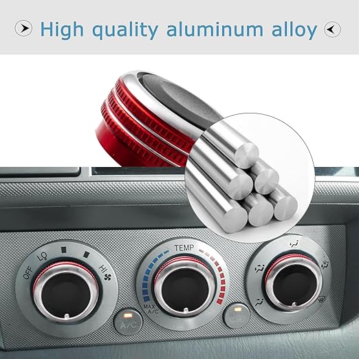 JDMCAR Compatible with Toyota Tacoma 2005-2015 A/C Air Conditioning Control Switch Knob Button, HVAC Control Knob Tacoma Heater Temperature HVAC Fan Control Knob (A Set of 3 Knobs) - Red - Image 8