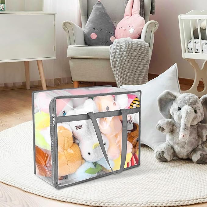 Budding Joy Clear Zippered Storage Bags for Clothes,40L Closet Organizers and Storage Containers Vinyl Moving Bag for Bedding, Linen, Blankets, Comforters, Clothing & Toys, Grey, 2 Pack - Image 5