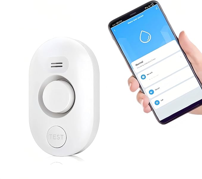 METAK Water Leak Detector Alarm: WiFi Water Flooding Monitor Smart App Sink Overflow Monitoring Adjustable Wet Moisture Alert Pipe Leakage Drip Detection Warning for Home Basement Floor by METAK