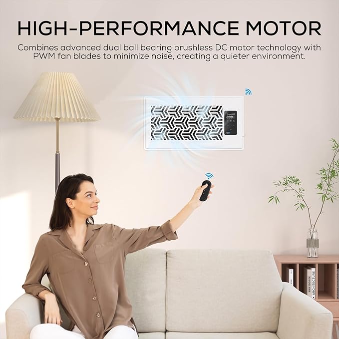 6x12 Quiet Register Booster Fan - Energy Efficient HVAC Vent Booster Fan for Enhanced Home Airflow, Dimmable Display & Easy Installation, T6-12F - Image 8