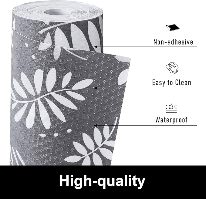 Cooyes Shelf Liners for Kitchen Cabinets Waterproof & Oil-Proof Kitchen Cupboard Mats Non-Slip Drawer Mats EVA Material Non Adhesive Fridge Liner for Shelves（11.8" W x 236" L） - Image 5