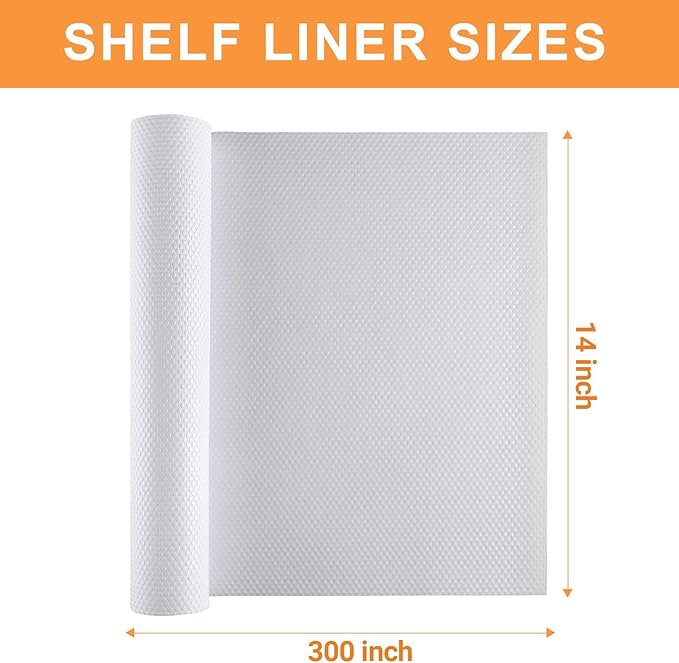 FLPMIX Shelf Liner for Kitchen Cabinets 14 inch Wide - Waterproof Cabinet Liner - Non-Adhesive Easy to Cut Drawer Mat for Cupboard Pantry Shelves - 14" X300 Inch White - Image 9