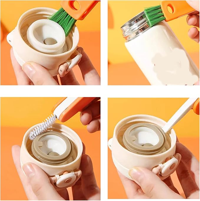 3 in 1 Multifunctional Mini Cup Glass Cover Cleaning Brush, Bottle Cleaning Brush Set, Multipurpose Bottle Clean Cup Cover Lid Groove Cleaner, Home Kitchen Washing Tool - Image 5