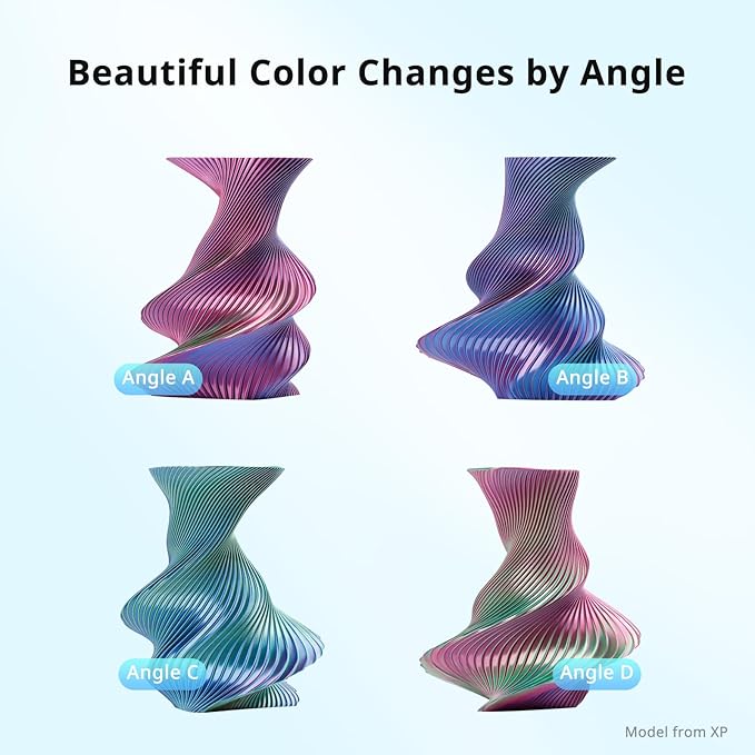ANYCUBIC Silk Tri Color Pla Filament, 3-in-1 Chrome Coextrusion Color Change 3D Printer Filament 1.75mm Dimensional Accuracy +/- 0.02mm, Silk Texture, 1KG Reusable Spool (2.2 lbs), Blue Green Purple - Image 2