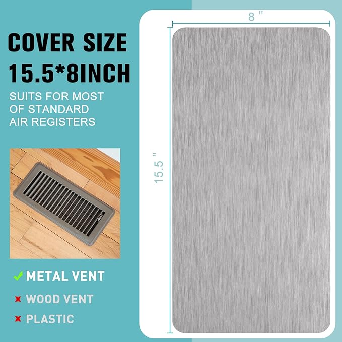Strong Magnetic Vent Covers 8"x15.5", 2 Pack Magnet Cover for Home RV Floor Wall Ceiling Registers AC Vents Decoration Air Vent Covers Magnetic Sheet - Image 3