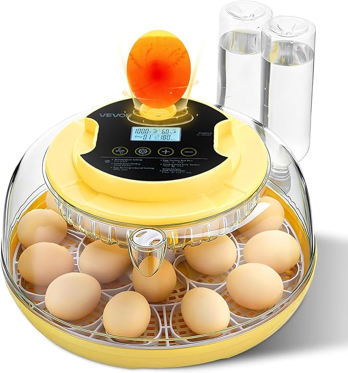 VEVOR 18 Egg Incubator, Automatic Egg Turner with LED Candler, Temperature & Humidity Control, 360° View Clear Window, Auto Water Refill, Poultry Eggs Incubators for Hatching Chicks Ducks Goose Quail by VEVOR