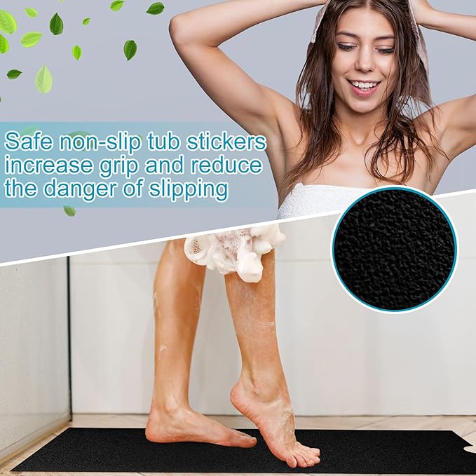 16" x 40" Non Slip Bathtub Mat with Drain Cut Out Anti Slipping Non Skid Safe Tub Mat Adhesive Peel and Stick Bath Tub Mat PEVA Tub Sticker for Shower Floor Boat Wet Areas(Black) - Image 4