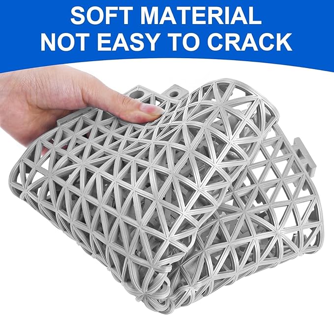 MYFAMIREA Modular Interlocking Cushion 24 Pack 11.8" x 11.8" Rubber Floor Tiles Non-Slip Splicing Drainage Mats for Deck, Pool, Outdoor Shower, Patio, Balcony, Indoor Bathroom, Kitchen, Yard (Gary) - Image 3