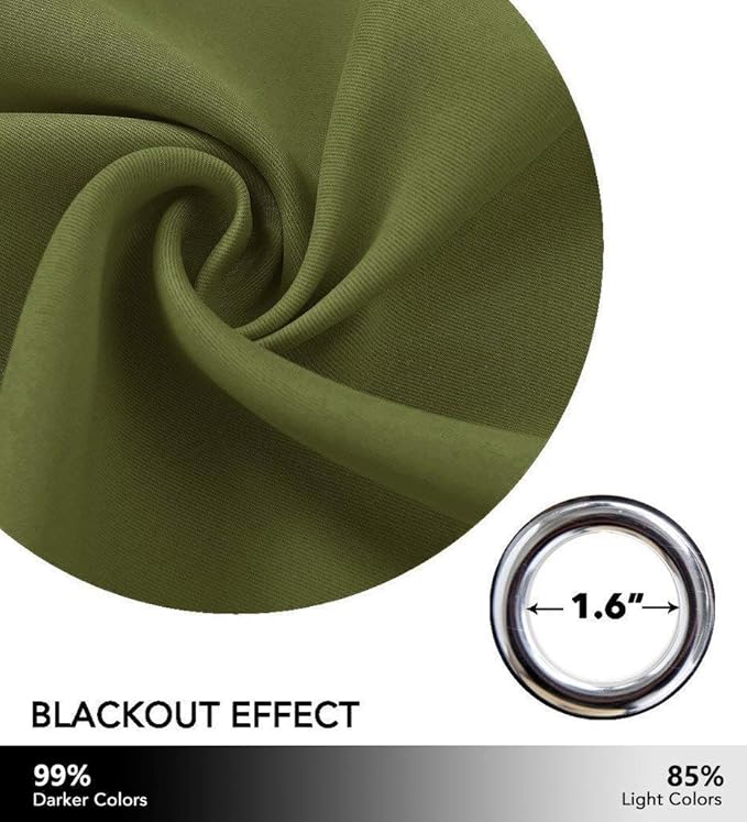 NICETOWN Blackout Room Darkening Window Curtain for Christmas Decoration, Thermal Insulated Solid Grommet Blackout Curtain/Drape for Living Room (Single Panel, 42 by 84 inches, Olive Green) - Image 6