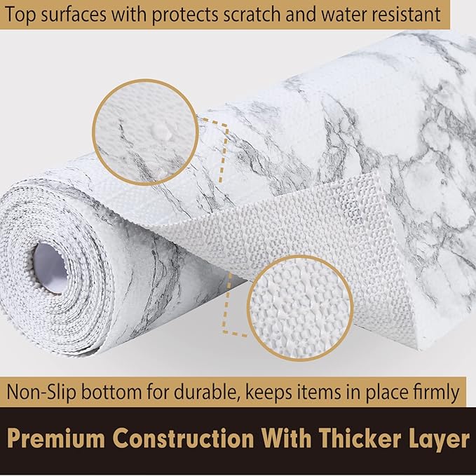 Premium Drawer and Shelf Liner for Cabinet, Non Adhesive Liner for Kitchen, Strong Grip Non Slip Shelf Liners for Kitchen Cabinets, Storage, Drawers, Shelves, Kitchenware and Tableware, Marble - Image 5