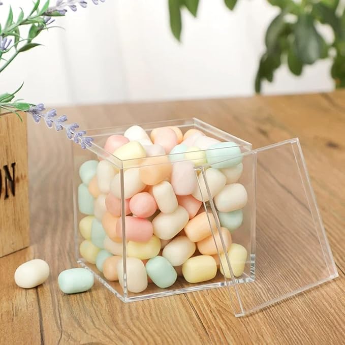 Acrylic Box Clear Acrylic Square Cube Display Boxes Multi-Purpose Container Clear Boxes with Lids for Gifts Weddings Valentine's Day Party Favors Jewelry Storage Box - Image 3