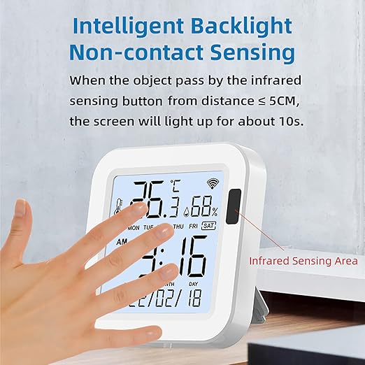WiFi Temperature Humidity Monitor: Upgraded Smart Temperature and Humidity Sensor with Large Backlit LCD Screen & App Alerts, Indoor Thermometer Hygrometer Compatible with Alexa Google Assistant - Image 3