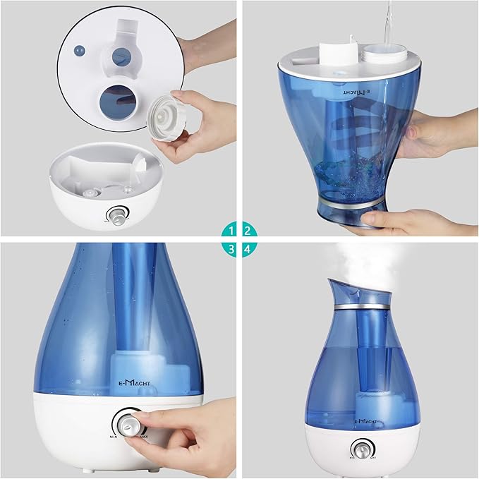 TRY & DO Plant Humidifier Indoor 2.5L Cool Moisture Humidifiers for Bedroom Air Humidifier with Night Light Up to 12 Hours Auto Shut Off (2.5L, Blue) - Image 5