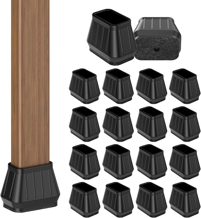 24PCS Rectangular Chair Leg Floor Protectors for Hardwood Floors, Thicken Rubber Chair Leg Cap Covers, Non Slip Furniture Leg Pads to Protect Wood Tile Floors from Scratches and Reduce Noise by Violibar