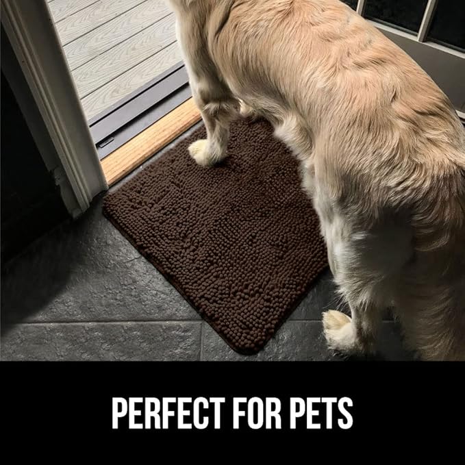 GORILLA GRIP SOAKSTOPPER Dog Door Mat, 60x36 Machine Washable Rug Absorbent Doormat Captures Moisture Mud Dirt, Quick Dry Soft Chenille Entryway Rugs Indoor Entrance Mats for Dog Paws, Brown - Image 7