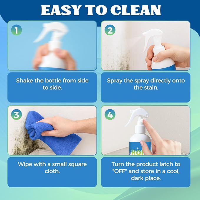 Multipurpose Wall Cleaner Spray – Mold Stain Cleaner for Home Surfaces – Bathrooms, Kitchens, Showers, Basements & Outdoor Areas – Multipurpose Remover for Dirt, Dust, Odor, Oil & Grease (6.76 Fl Oz) - Image 5