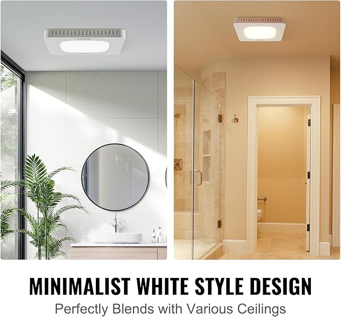VEVOR Bathroom Exhaust Fan, 80 CFM High-Efficiency Ventilation, 1.5sones Low Noise Operation All-Copper Motor, Remote Control, Energy-Saving Bathroom Ceiling Fan, Attic Access Needed - Image 3