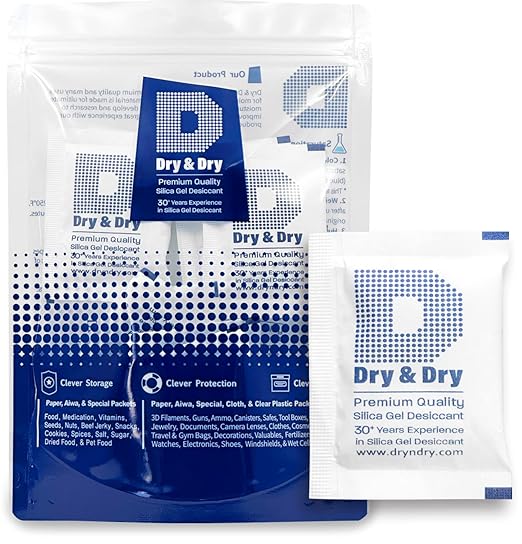 Dry & Dry 10 Gram [30 Packets] Silica Gel Packets Silica Gel Desiccants, Silica Gel Packs - Rechargeable (Food Safe) Silica Gel Packets, Silica Packets by DryDry