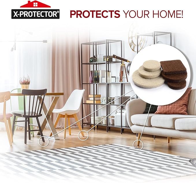 Felt Furniture Pads X-PROTECTOR 133 PCS Premium Furniture Pads - Felt Pads Furniture Feet Best Wood Floor Protectors - Protect Your Hardwood & Laminate Flooring! Brown and Beige - Image 6