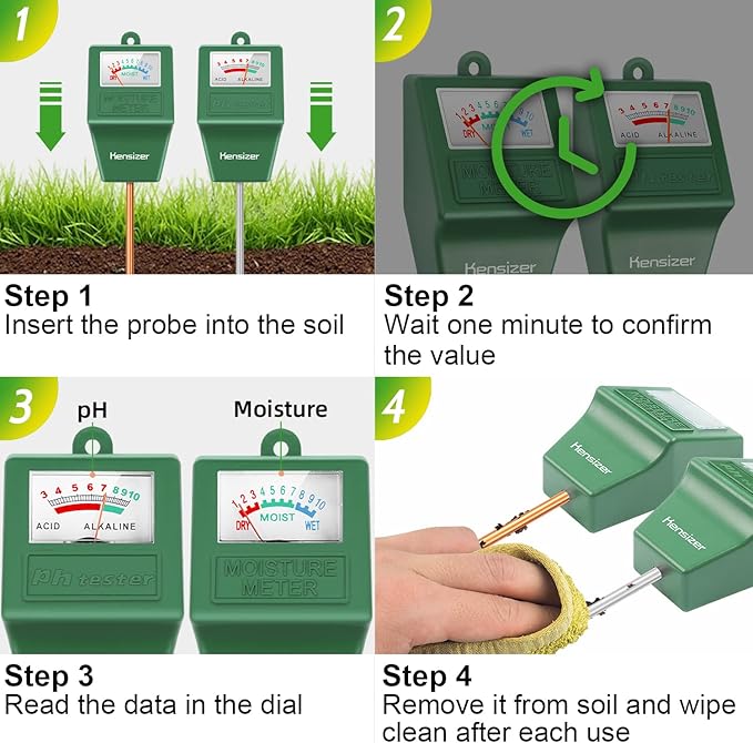 Kensizer Soil Tester, Soil Moisture/pH Meter, Gardening Farm Lawn Test Kit Tool, Digital Plant Probe, Water Hydrometer for Indoor Outdoor, No Battery Required - Image 5