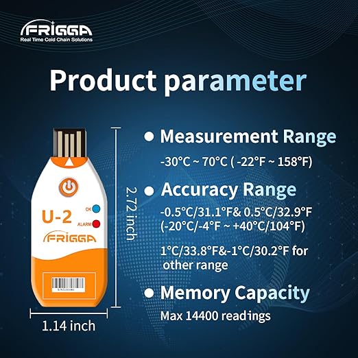Frigga USB Temperature Data Logger Single Use Temperature Recorder 100 Days High Accuracy Thermometer Monitor 14400 Points with PDF CSV Report,U2 - Image 2