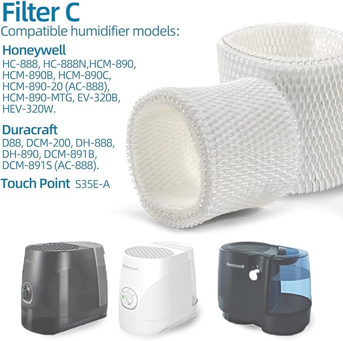 HC888 Humidifier Wicking Filter C Replacement for Honeywell HCM-890 HEV-320, Walgreens HC-888 HC-888N HCM-890 HEV-320 Series & Duracraft D88 DCM-200 DH-890 Cool Mist Humidifier Filters - Image 5