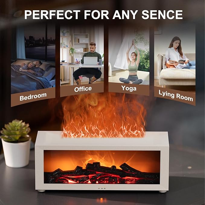 Fireplace Diffuser Humidifier,Fireplace Aromatherapy Essential Oil Diffuser, Ultrasonic Colorful Cool Mini Flame Fire Aroma Humidifier with Timer for Home,Bedroom,Office,Yoga - Image 6