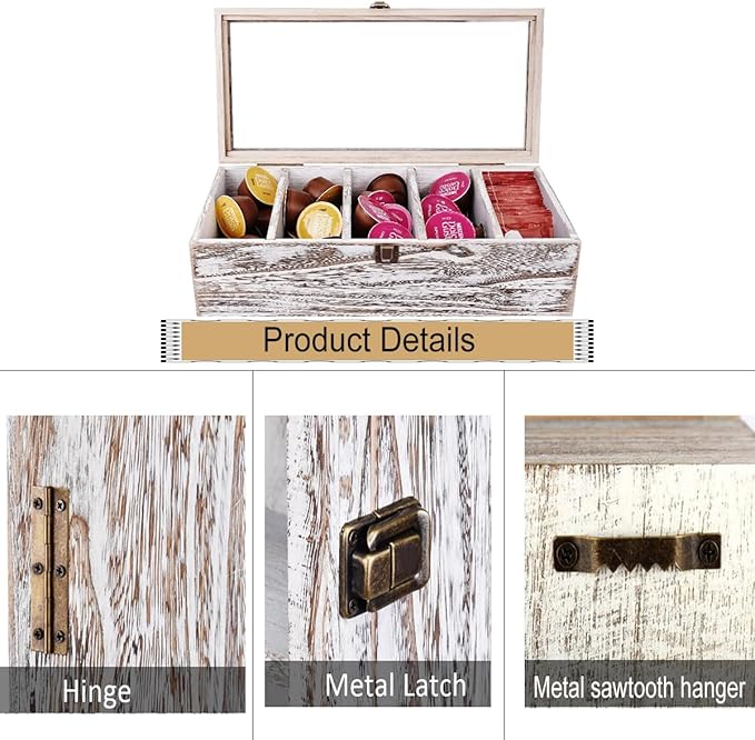 Wall Mounted Wooden Collectible Display Case 5 Shelf Display Storage Accessories Display with Acrylic Door, Sunglass Display Cabinet, Wall Shadow Box, Shelf Thimble Display Case (Old White) - Image 5