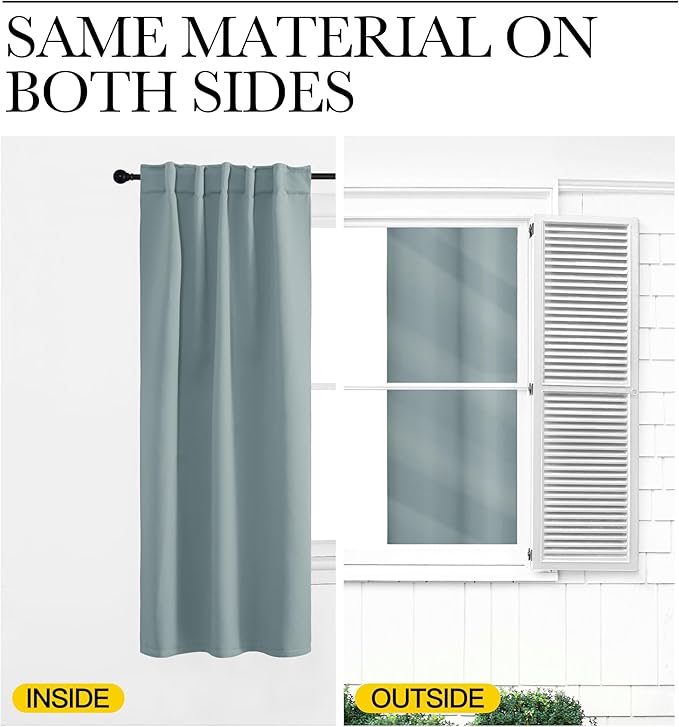 NICETOWN Bedroom Blackout Curtain Panels - (Stormy Sea Color) 52 x 120 inch, 2 PCs, Insulating Energy Saving Solid Rod Pocket Blackout Drapes for Hall, Villa - Image 6