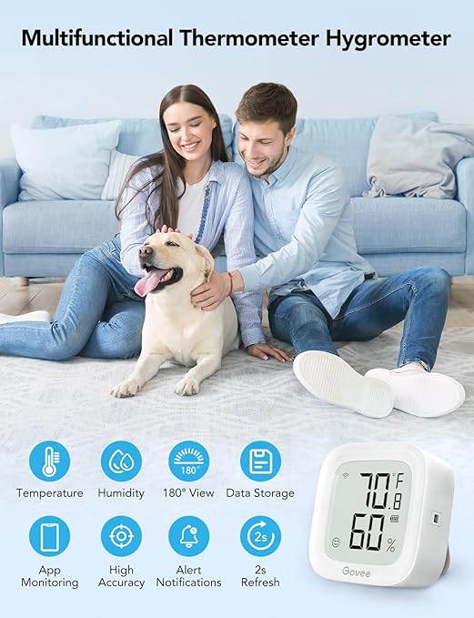 Govee WiFi Thermometer Hygrometer 2Pack H5103, Indoor Temperature Humidity Sensor with Electronic Ink Display, App Notification Alert, Free Data Storage Export, Digital Remote Monitor for Bedroom - Image 5