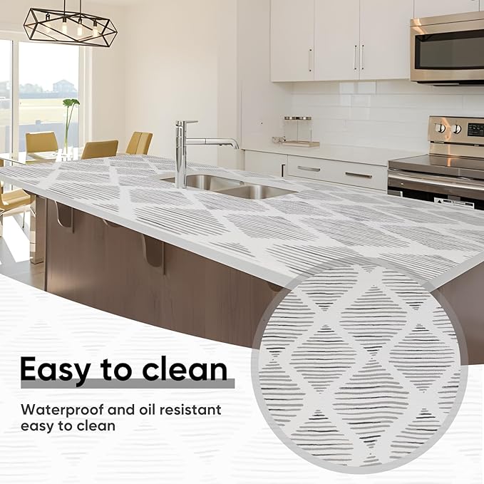 Shelf Liners Cabinet Liner Drawer Liner 12in X 13ft Non Adhesive Non-Slip Easy to Clean Waterproof Black Diamond Stripe Liner for Kitchen Cupboard, Desks, Pantry, Tool Box - Image 6