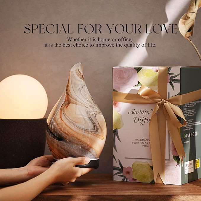 Porseme 280ml Essential Oil Diffuser Glass Color Changing Aroma Air Diffusers Aromatherapy Ultrasonic Cool Mist Humidifier 7 Running Hours Waterless Auto-Off for Sleeping, Yoga, Spa (Jupiter) - Image 6