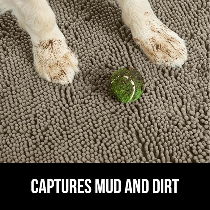 GORILLA GRIP SOAKSTOPPER Dog Door Mat, Machine Washable Rug Absorbent Doormat Captures Moisture Mud Dirt, Quick Dry Soft Chenille Entryway Rugs Indoor Entrance Mats for Dog Paws, 24x17 Cappuccino - Image 3
