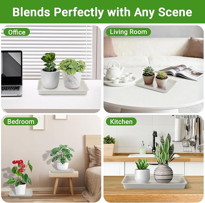 GREANER 11 Inch Plant Ttray, 3 Packs Durable Plastic Humidity Trays for Indoor Plants, Plant Saucers for Outdoors, Drip Trays for Potted Plants(Beige) - Image 6