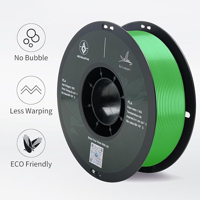 PLA 3D Printer Filament, Dimensional Accuracy +/- 0.02 mm, 1 kg Spool(2.2lbs), 1.75 mm，Green - Image 3