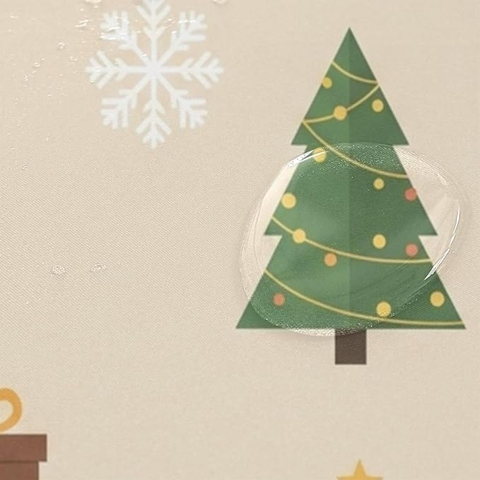Christmas Tree Beige Shower Curtain Liner 72×72 inch for Bathroom Curtain Anti Mold Shower Curtain with Hooks Bathroom Accessories - Image 4