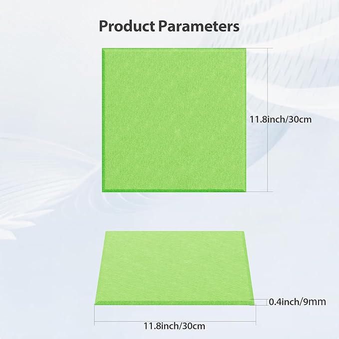 12 Pack Acoustic Panels Self Adhesive Sound Proof Foam, High Density Sound Acoustic Panel, 12X12X0.4 Inch Square Panels in Home, Office, Reccording Room, Studio,and more(Fruit Green) - Image 6
