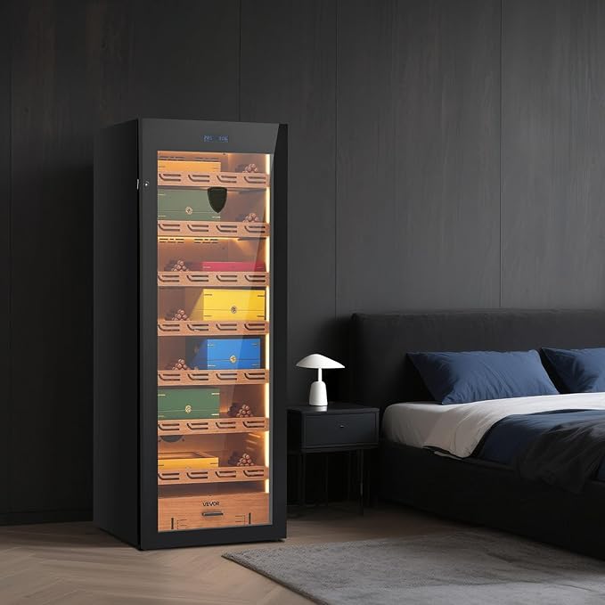 VEVOR Electric Humidor, 288L, 1700 Counts Electric Cigar Humidor Cabinet with Compressor Cooling, Constant Humidity & Temperature Control, Spanish Cedar Wood Shelves & Drawers, 7 Layers, for Household - Image 8