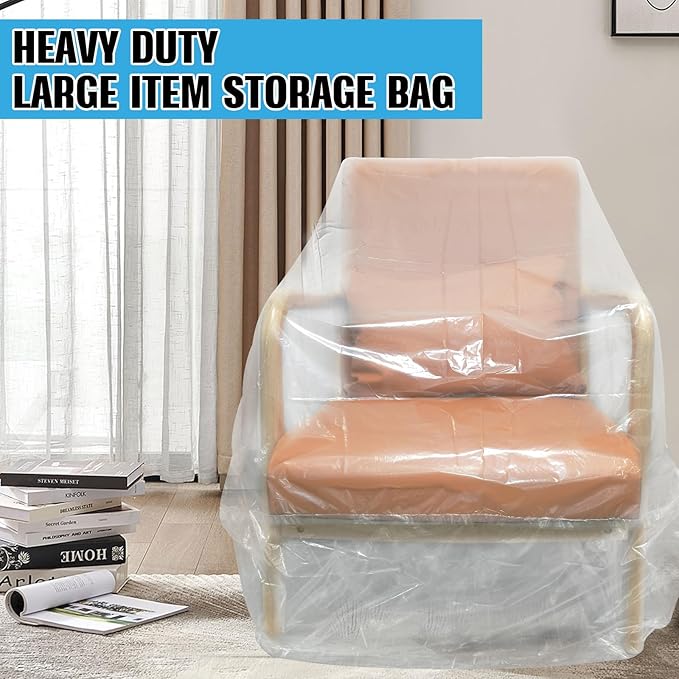 Plastic Couch Cover,Clear Sofa Cover,Waterproof Furniture Covers for Moving and Storage,Couch Cover Moving Bags,Plastic Sofa Bag Slipover Furniture Protector,Recliner Cover - Image 5