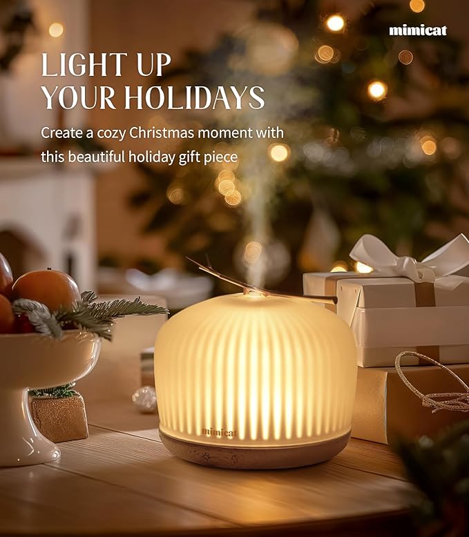 mimicat Quiet Aromatherapy Diffuser Glass: 230ML Ultrasonic Cool Mist Scent for Home with Night Light - Aesthetic for Women Girls - Image 2