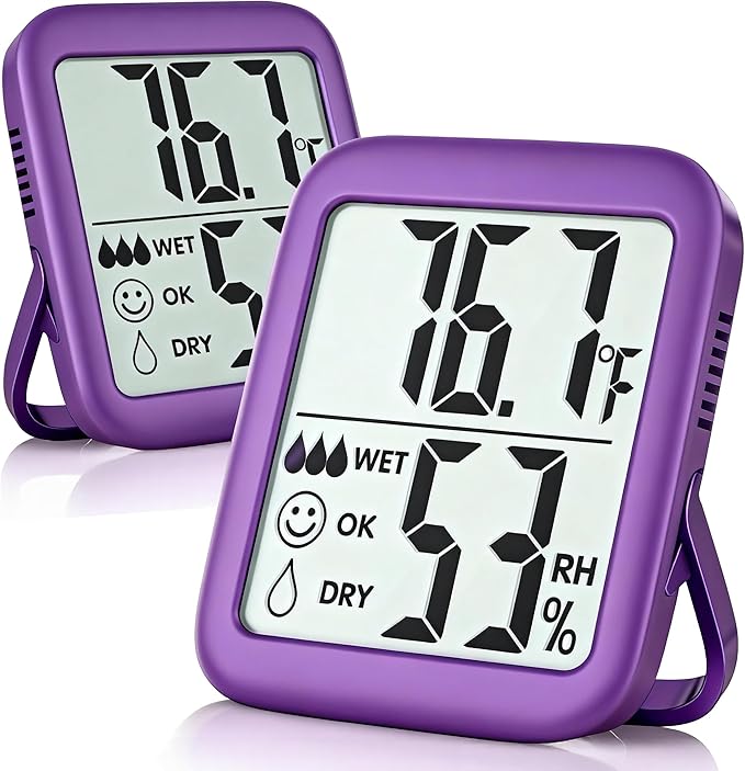 Antonki 2 Pack Room Thermometer for Home, Hygrometer Indoor Humidity Meter Gauge, Digital Temperature and Humidity Sensor Monitor for House, Terrarium, Incubator, Greenhouse - Battery Included by Antonki