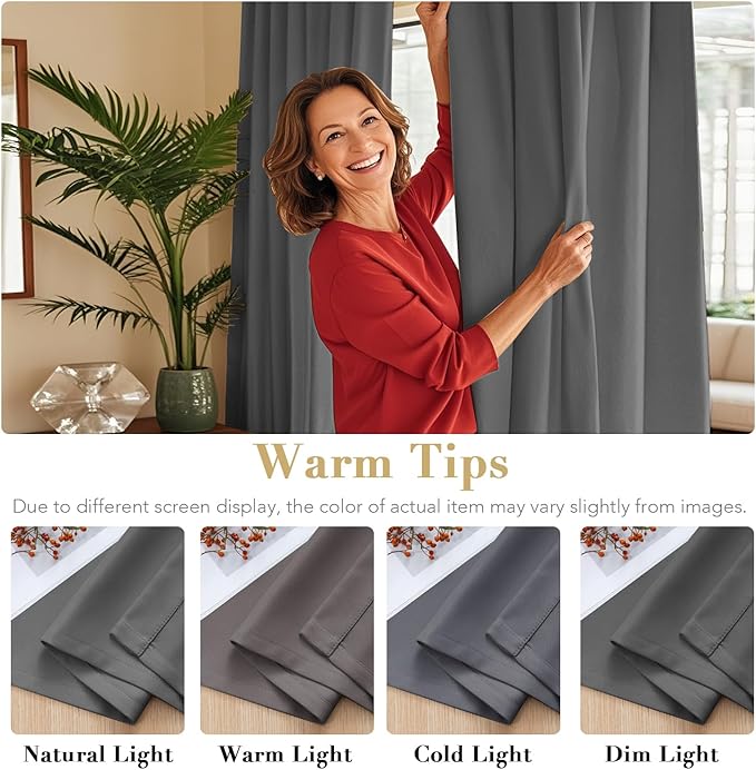 H.VERSAILTEX Blackout Curtains Thermal Insulated Window Treatment Panels Room Darkening Blackout Drapes for Living Room Back Tab/Rod Pocket Bedroom Draperies, 52 x 63 Inch, Bluish Gray, 2 Panels - Image 6