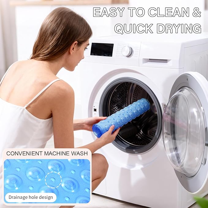 Anti-Slip Bathtub Shower mat, 27.5×14.5（Approximately 70×37cm） inch Soft Oversized Machine Washable Non-Slip Bathtub mat with Drainage Holes, Bathroom Floor Suction Cup.（1-Clear Blue） - Image 6
