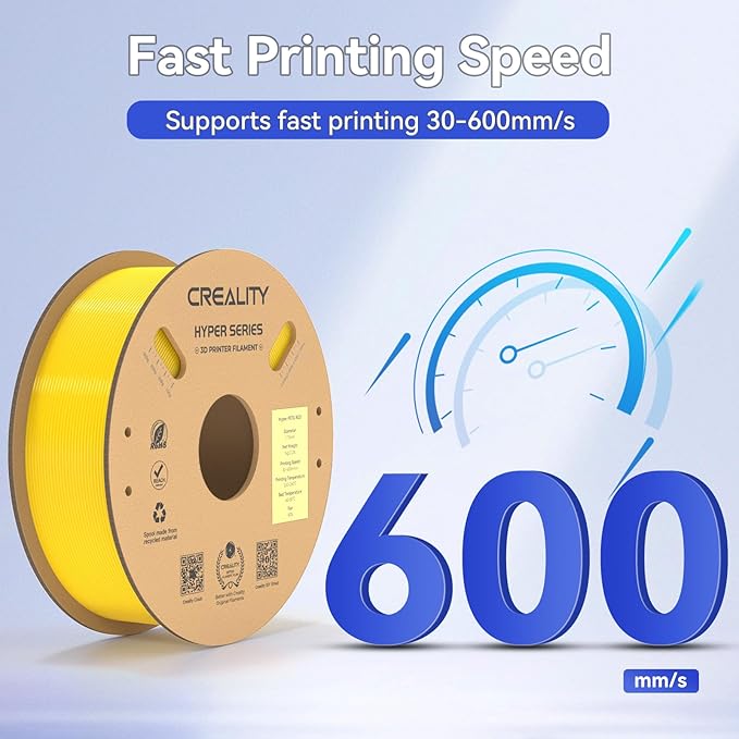 Official Creality Hyper PETG Filament 1.75mm, High Speed 600mm/s 3D Printer Filament PETG, 1kg(2.2lbs)/Spool, Dimensional Accuracy ± 0.05 mm (Yellow) - Image 3