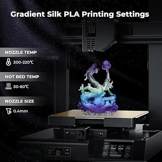 AMOLEN Silk PLA Filament Bundle, 3D Printer Filament Gradient 1.75mm Silk Shiny Filament Bundle 1.75mm PLA 200gX 4 Spools - Image 4
