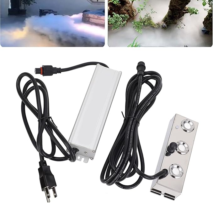 Garosa Ultrasonic Mist Maker, 3 Head Stainless Steel Fogger IP67 Water Proof Power Supply for Indoor Outdoor Landscape Garden Humidifier (US Plug) - Image 5