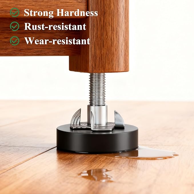 Adjustable Leveling Feet: 12pcs, M6 T-Nuts & Floor Protectors, Heavy Duty Furniture Levelers for Cabinets,Sofa,Tables,Chairs on Hardwood/Tile/Carpet - Image 3