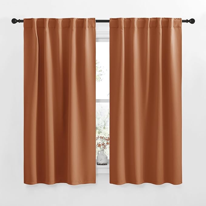 NICETOWN Halloween Bunk Bed Insulated Room Darkening Curtains, Burnt Orange Color, W42 x L50, 2 Pieces, Modern Design Thermal Privacy Protection Window Treatment Drapes/Draperies for Bedroom by NICETOWN