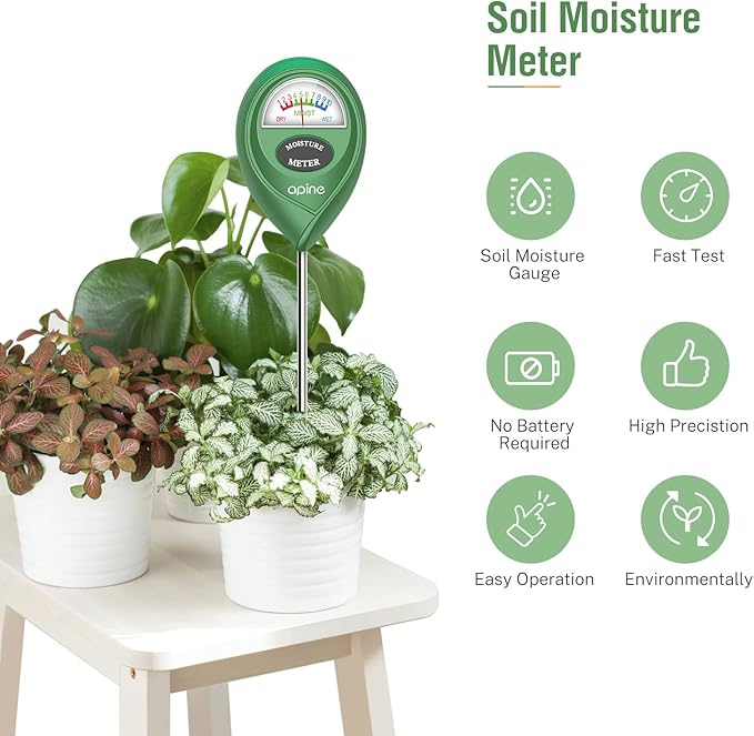 apine Soil Moisture Meter,Plants Moisture Meter,Plant Water Meter for Indoor/Outdoor Plants,Hydrometer for Plants（Green） - Image 3